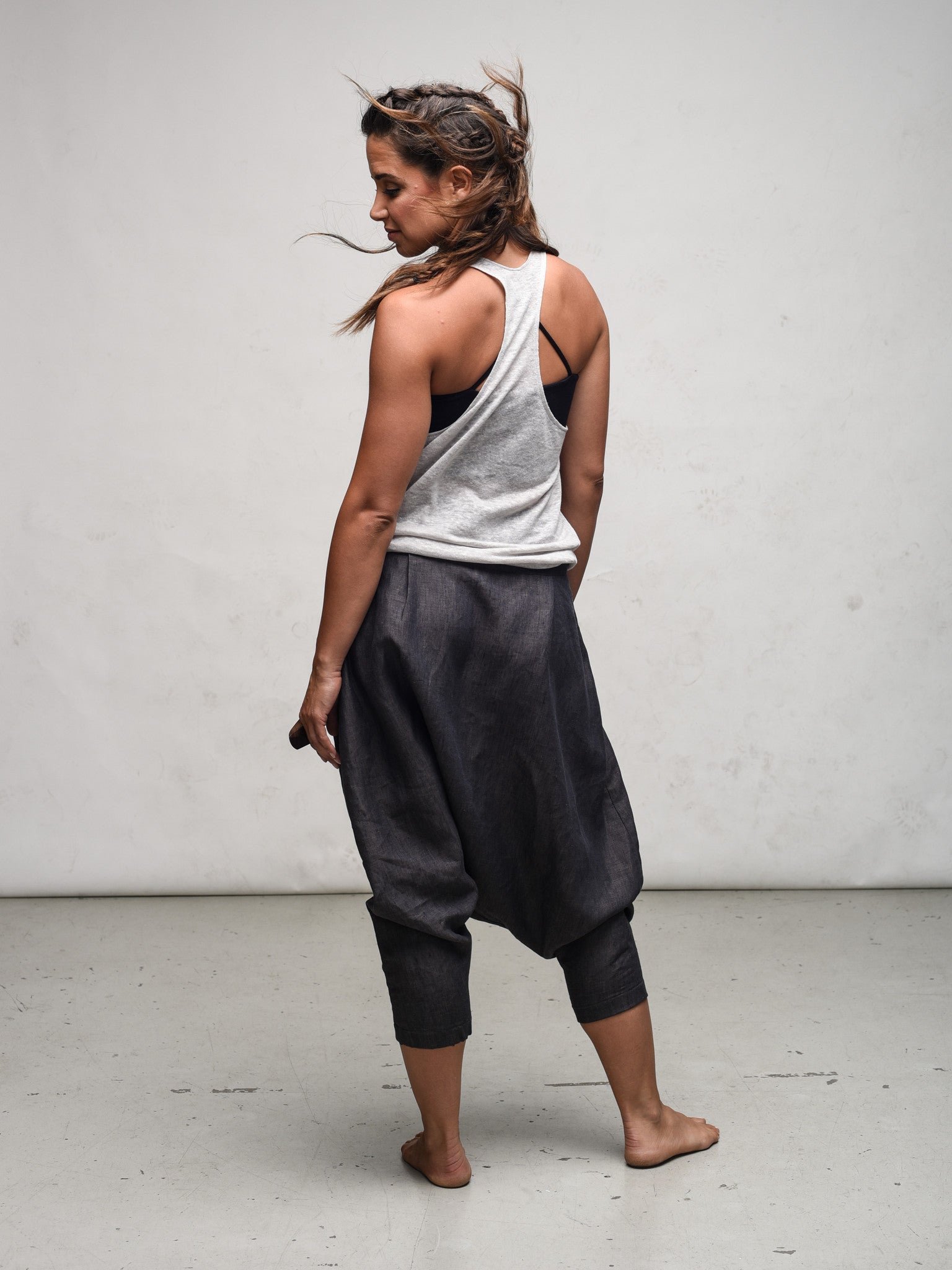 Linen cowl neck tank made in canada delphine top