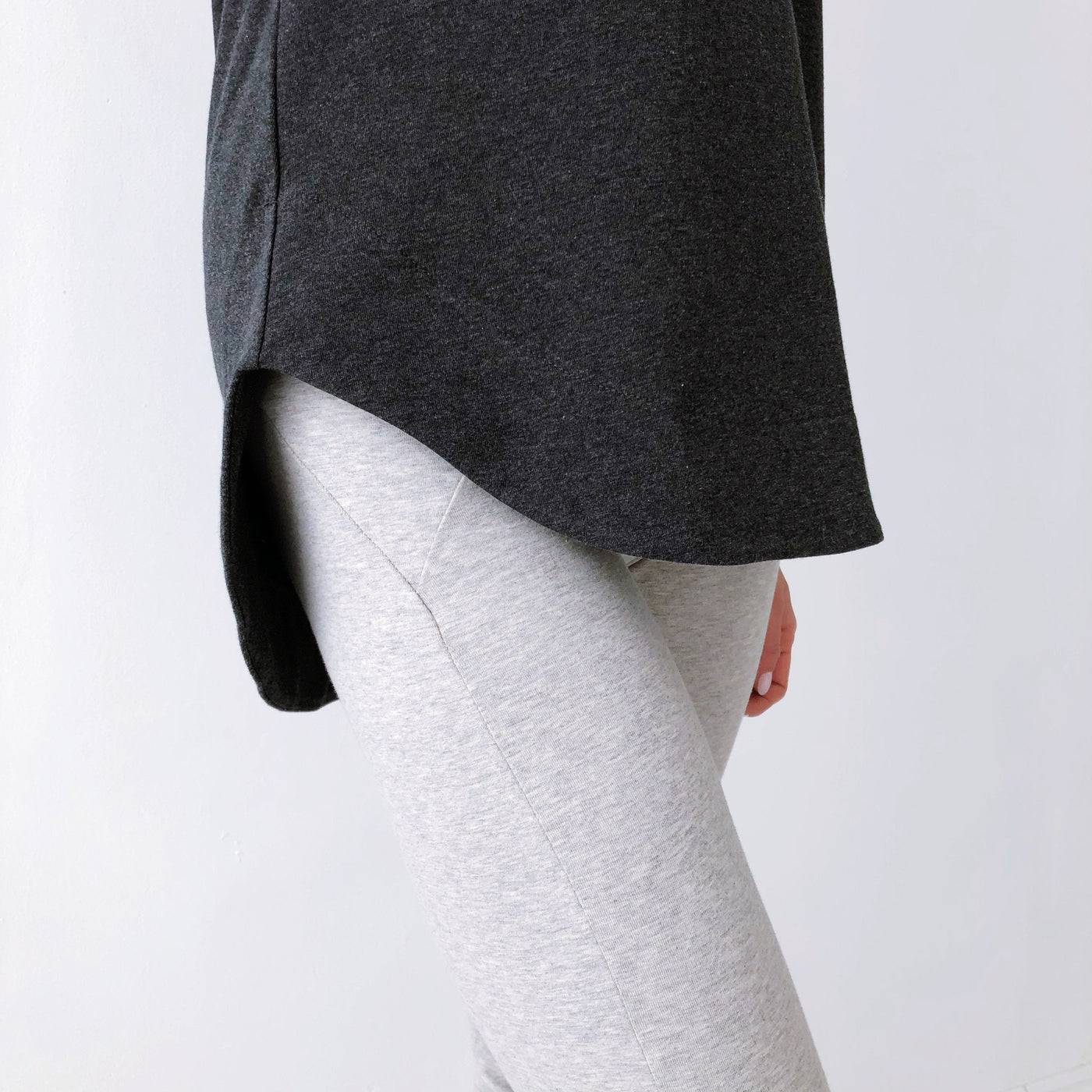 Curved hem dipping lower at the back