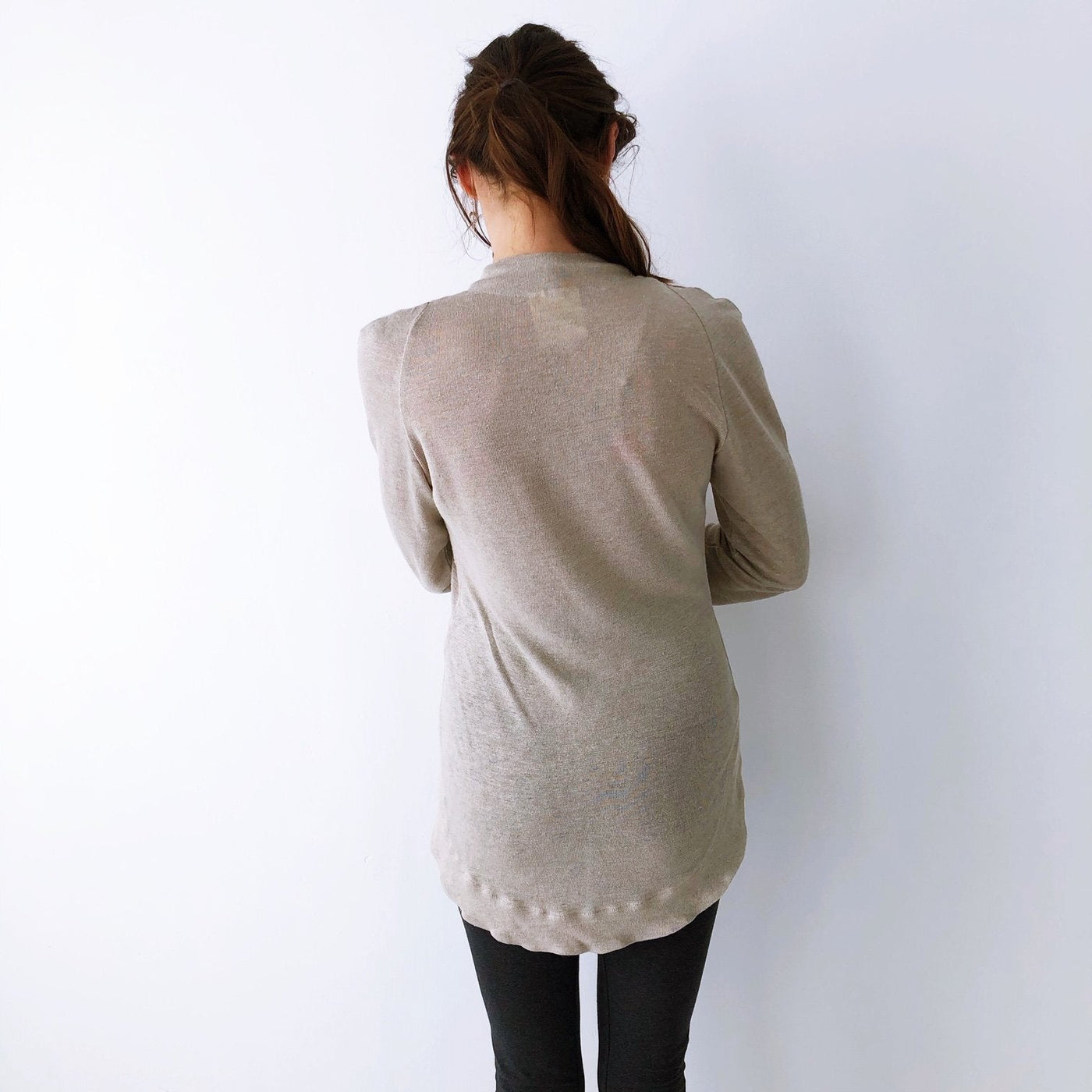 Back view draping over the sit bones